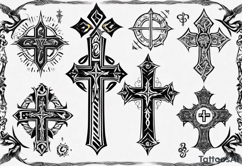 Cross with the number 4 tattoo idea