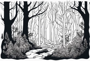 Enchanted forest transitioning to a haunted forest tattoo idea