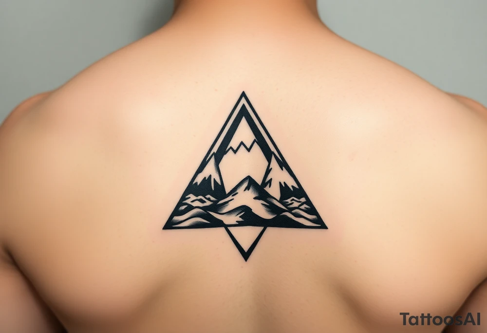 Geometric small triangle about different paths in life merge together and become stronger while being psychedelic and trippy tattoo idea