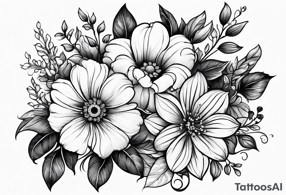 ornaments of flowers tattoo idea
