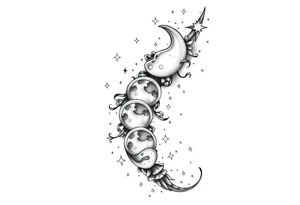 things to add on to a spine tattoo with moon and stars very dainty 3 moons and more details please tattoo idea