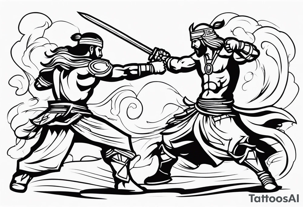 Warriors fighting tattoo idea