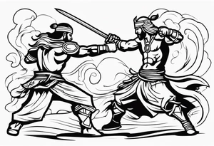 Warriors fighting tattoo idea