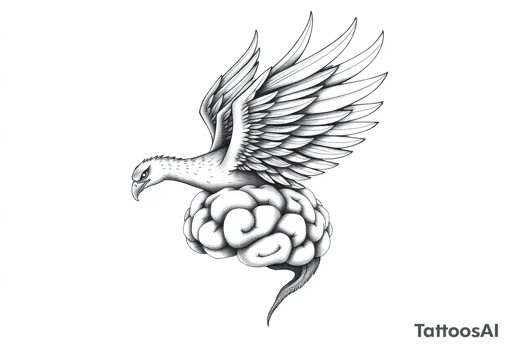 phoenix flying out of a brain tattoo idea