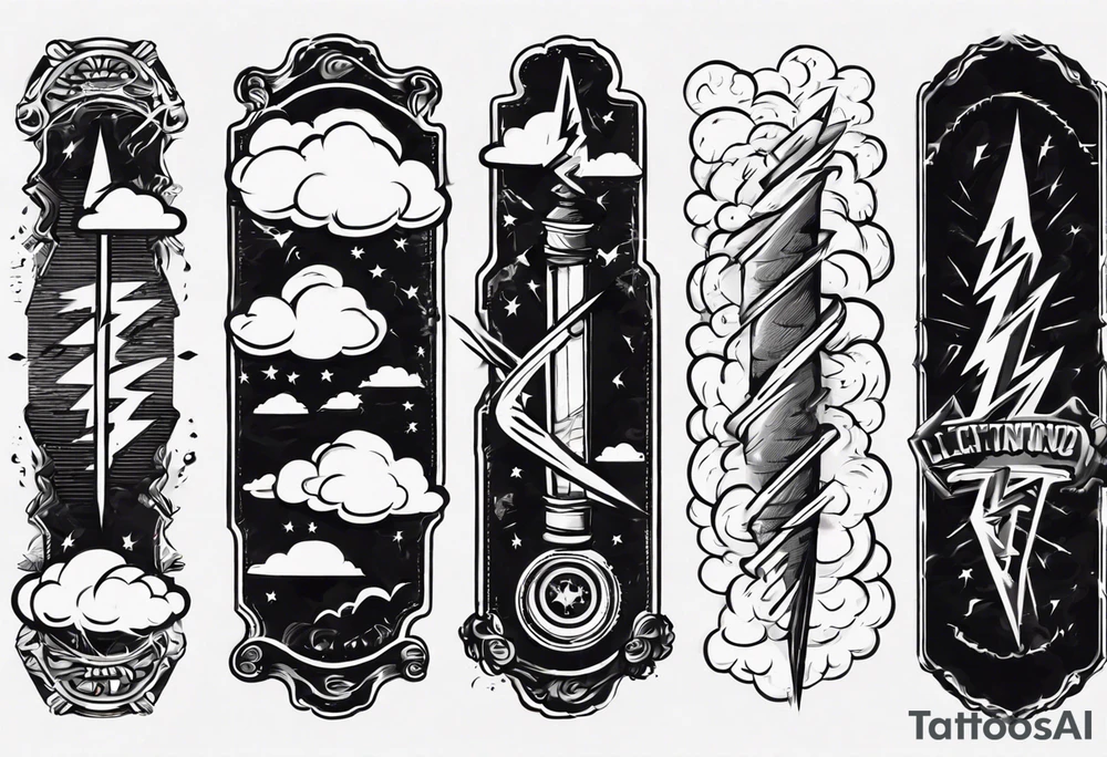 forearm sleeve lightning and clouds pattern tattoo idea forearm sleeve lightning and clouds pattern tattoo idea