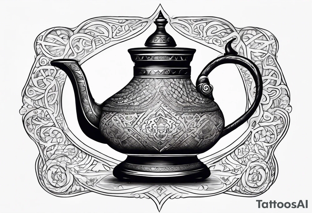 magic lamp with message prince ali in arabic tattoo idea