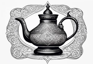 magic lamp with message prince ali in arabic tattoo idea