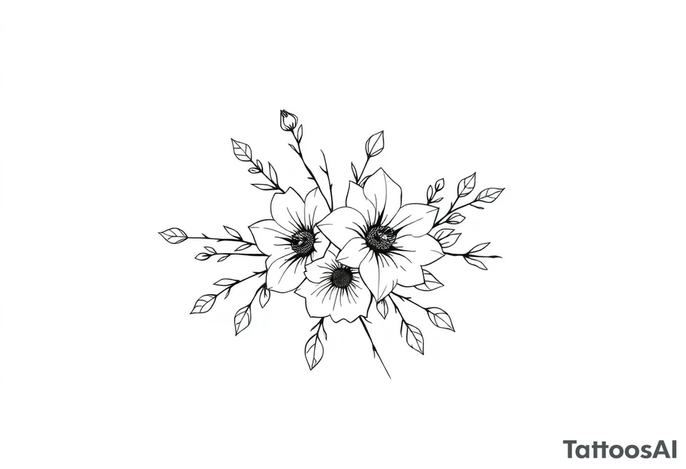 bouquet of flowers tattoo idea