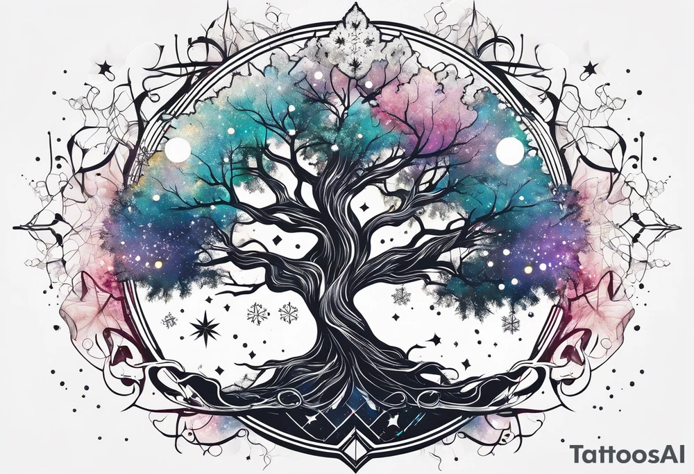 Constellation, tree , snowflake tattoo idea