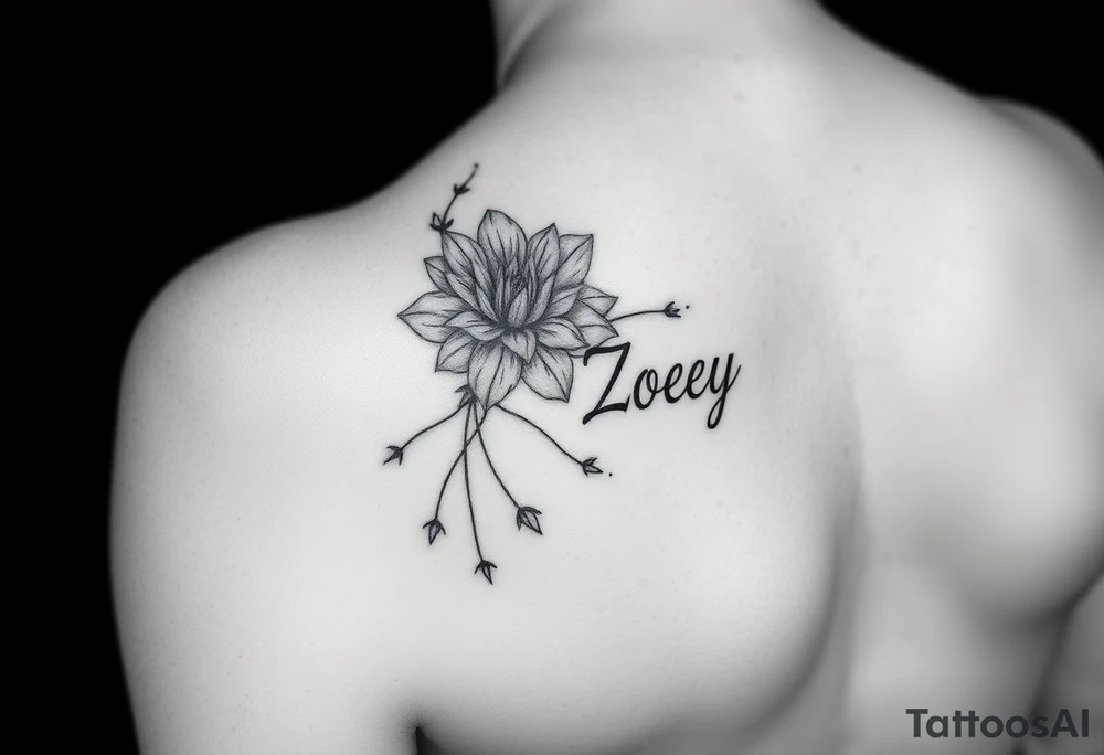 I want it on my wrist. I want a beautiful flower on the inside of my wrist with tendrils down the inside of my arm with little delicate stars or motes and the name Zoey

Why are you showing it on a back? I want it on the inside of my wrist tattoo idea
