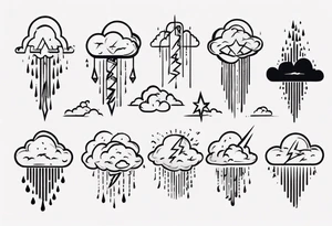 a cloud with rain and thunder tattoo idea