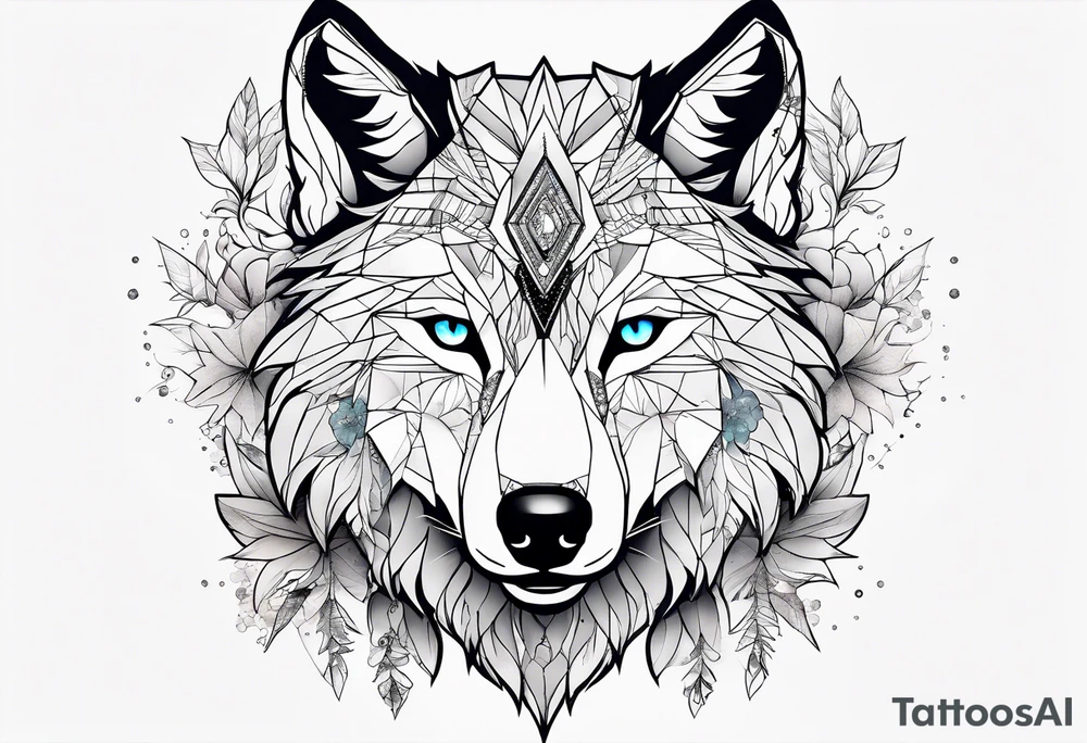 Constellation, animal wolf snow , géométric , flower tattoo idea