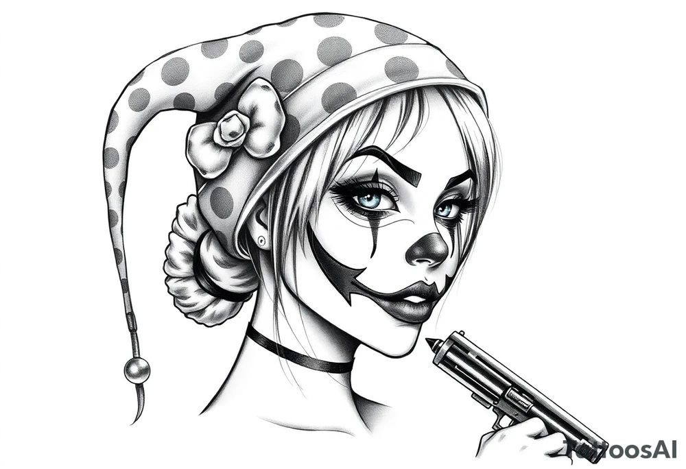 Payasa Clown Girl Gun Beanie tattoo idea