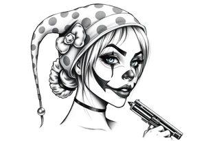 Payasa Clown Girl Gun Beanie tattoo idea