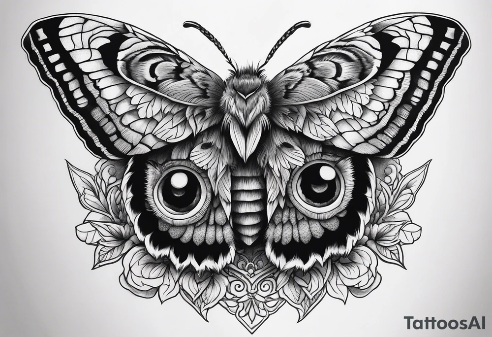 Dead head moth with owl eyes tattoo idea