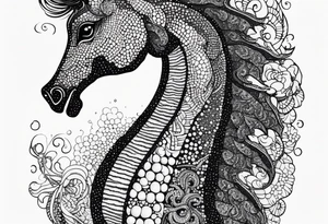 Seahorse made with drag pointillism tattoo idea