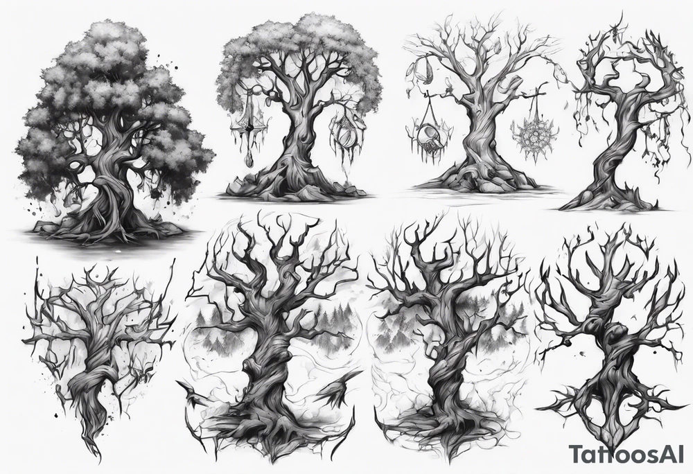 Dying night elf tree tattoo idea