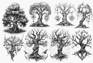 Dying night elf tree tattoo idea