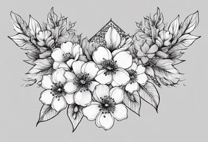 Sakura flowers with lace sternum tattoo idea
