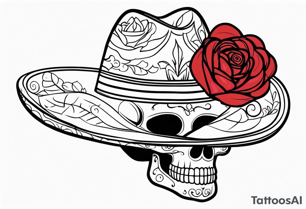Mexican hat
red rose
day of dead tattoo idea