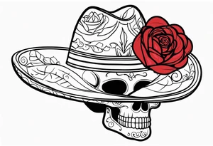 Mexican hat
red rose
day of dead tattoo idea