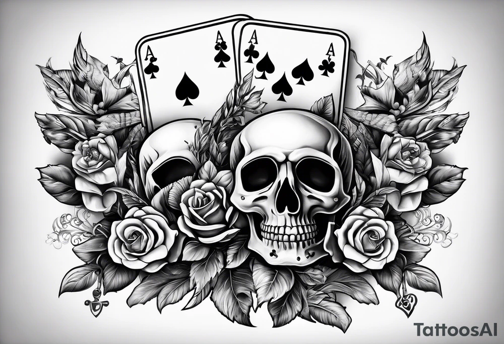 Skeleton hand holding out two playing cards, 8 of spades and 7 of spades tattoo idea