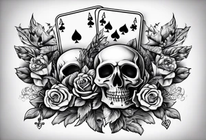 Skeleton hand holding out two playing cards, 8 of spades and 7 of spades tattoo idea