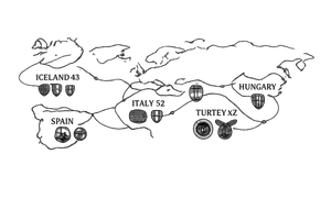 A football journey no crests stars each country on how many times ive played there
A fine-line world map or stylized route connecting Iceland ➔ Italy ➔ Spain ➔ Turkey ➔ Hungary ➔ France, with minimalist markers for each club.
Iceland x3 (sindri, ibv, stjarnan)
Italy x2 (Verona, Sassuolo)
Spain (Logrono) 
Turkey x2 (Fenerbahce, Besiktas)
Hungary (Fradi)
France (Bordeaux) tattoo idea