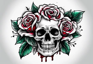 a skeleton bleeding roses tattoo idea