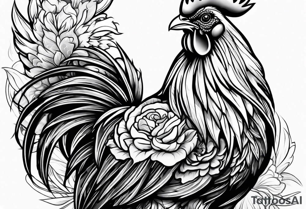 rooster holding a  gun tattoo idea