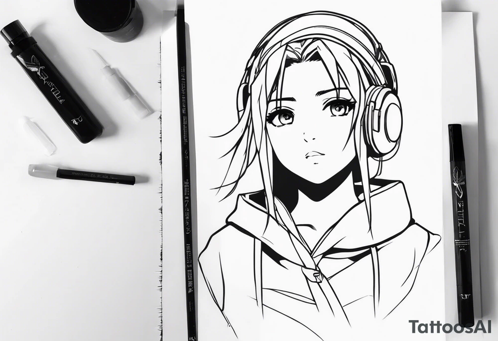 anime girl tattoo idea