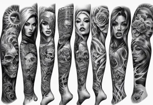 chicano style realistic full arm sleeve tattoo idea