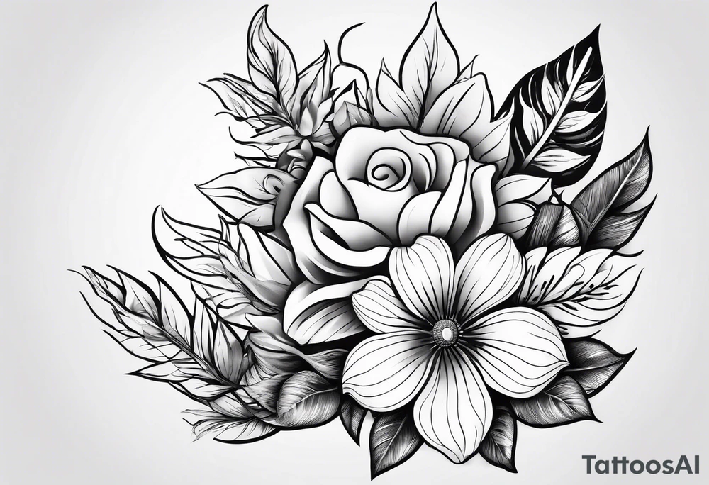 flowers, leaves tattoo idea