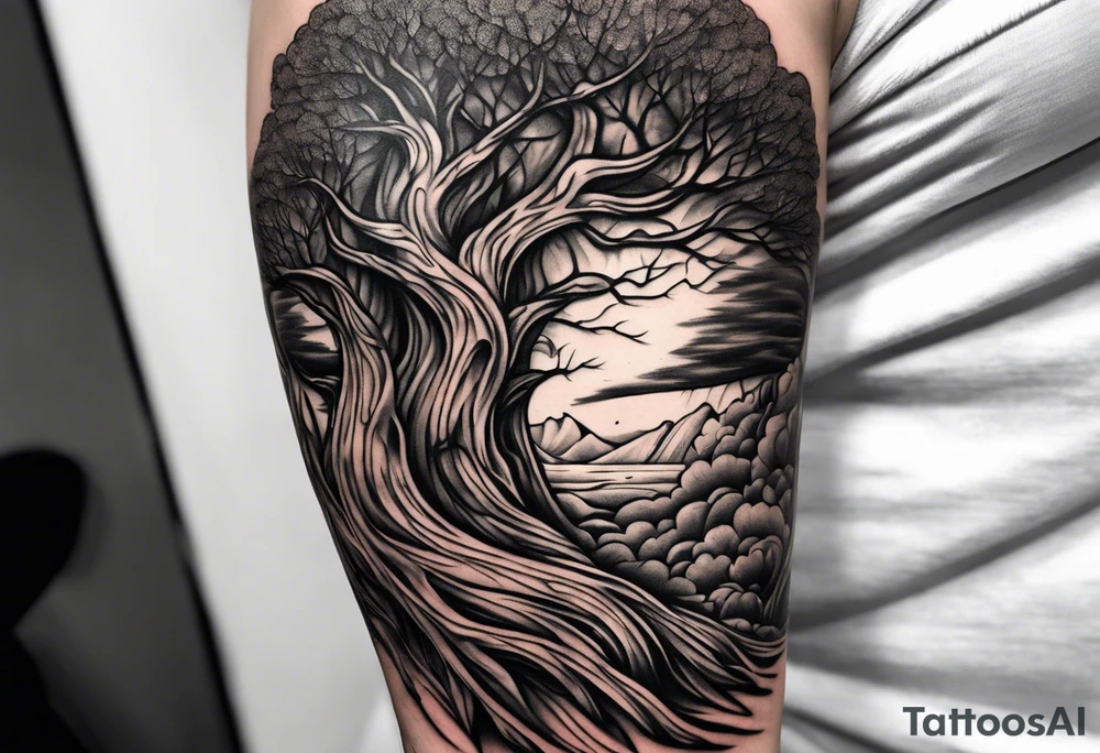 Half sleeve, tree bark tattoo idea