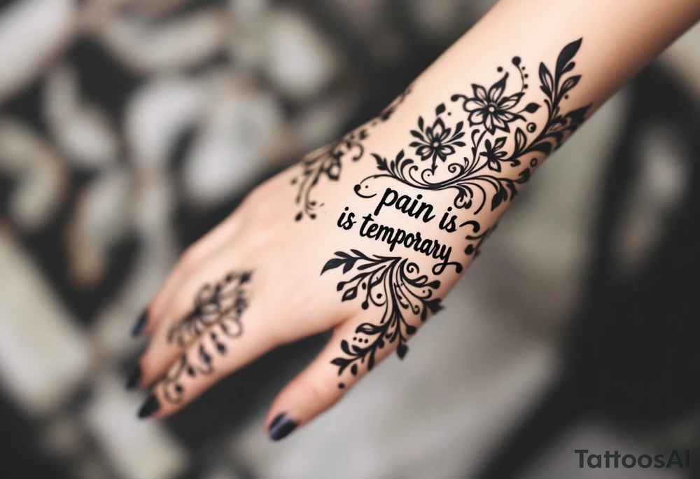 Indian style Henna tattoo for the inner wrist including words pain is temporary. Don’t show the wrist or arm tattoo idea