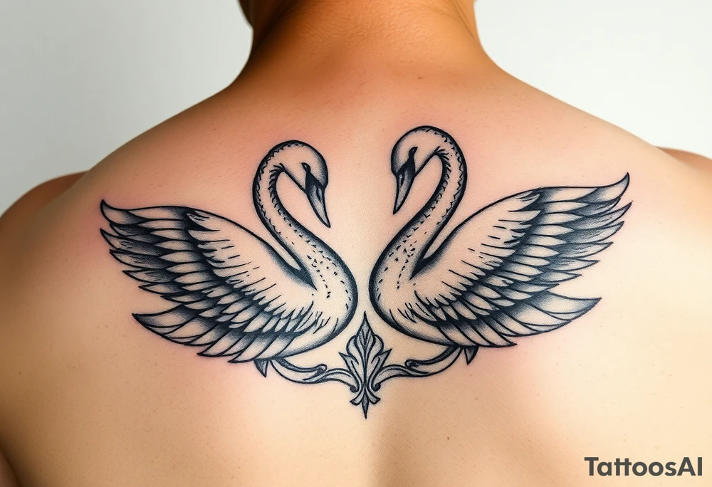 Peaceful swans feminine strength tattoo idea