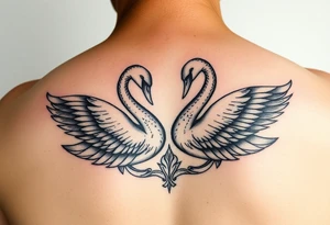 Peaceful swans feminine strength tattoo idea