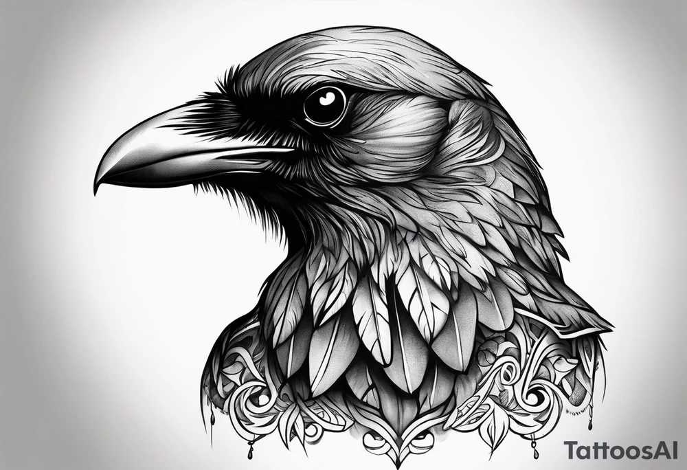 crow looking back twisted neck tattoo idea