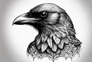 crow looking back twisted neck tattoo idea