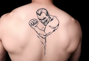 verseau badass version humanisé homme faisant découler de l'eau de sa jarre sur le long du bras tattoo idea