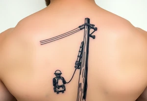 power lineman climbing a wooden 12kv pole tattoo idea