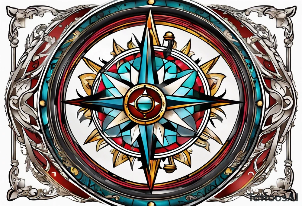 Rabbit hole whimsical compass deck of cards tattoo idea