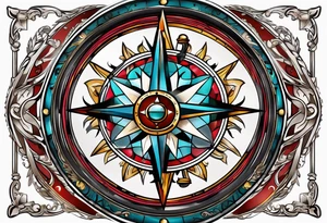 Rabbit hole whimsical compass deck of cards tattoo idea