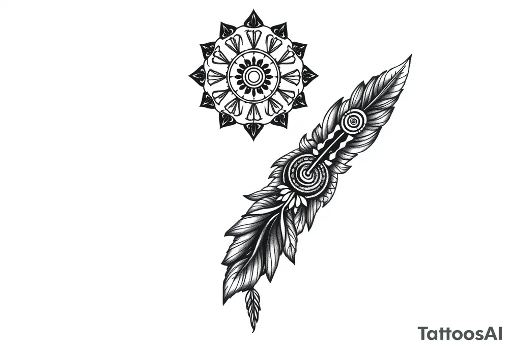 spiritual feather indian mandala shaman rune tattoo idea