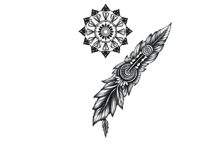 spiritual feather indian mandala shaman rune tattoo idea