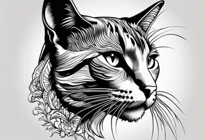 Animal Head ONLY: Cat side profile right side tattoo idea