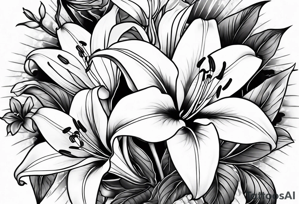 bird lillies tattoo idea