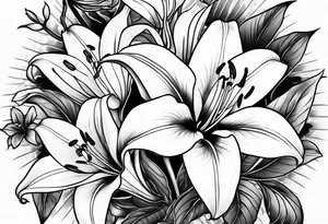 bird lillies tattoo idea