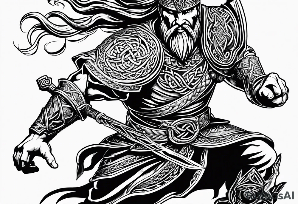 Celtic warrior running into battle tattoo idea