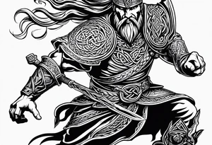 Celtic warrior running into battle tattoo idea